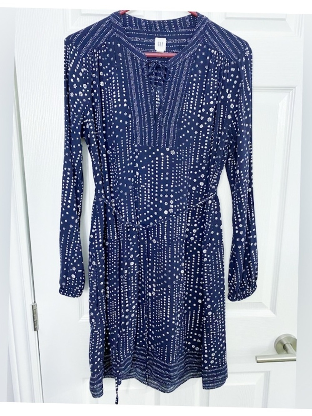 GAP Navy and White Long Sleeve Dress